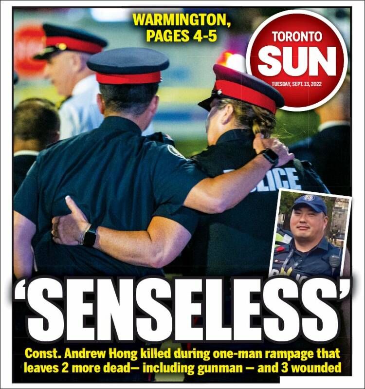 Portada de The Toronto Sun (Canadá)