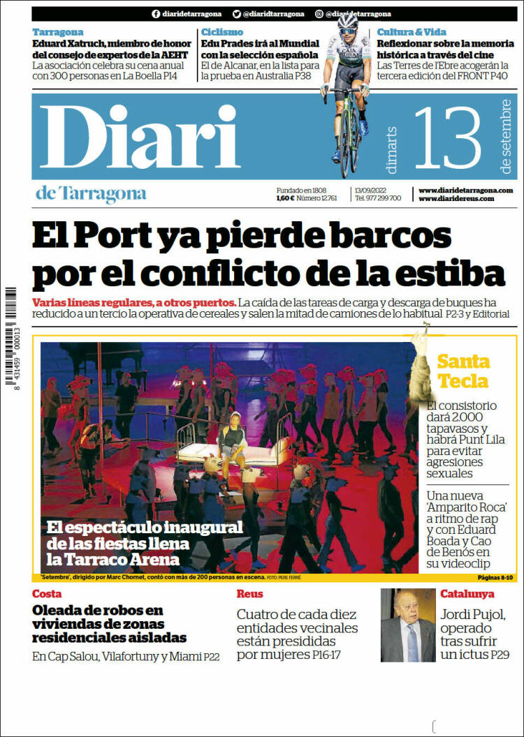 Portada de Diari de Tarragona (España)