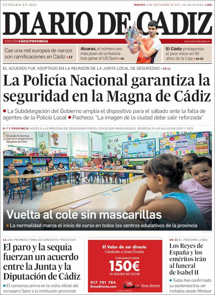 Portada de Diario de Cádiz (España)