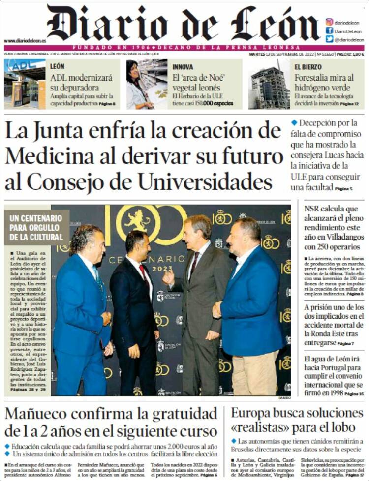 Portada de Diario de León (España)