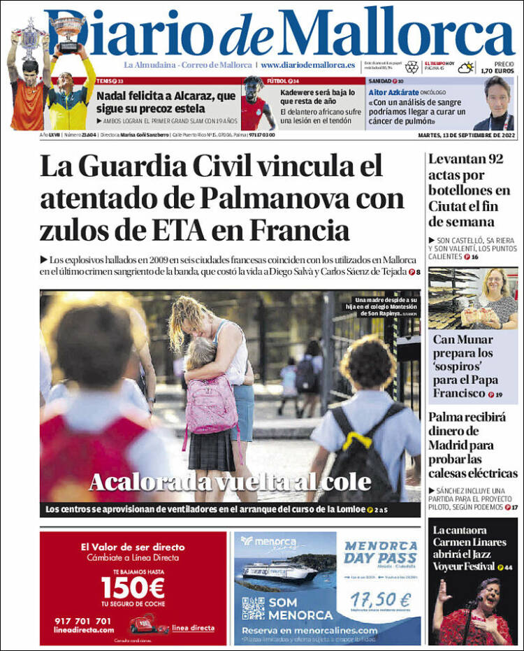 Portada de Diario de Mallorca (España)