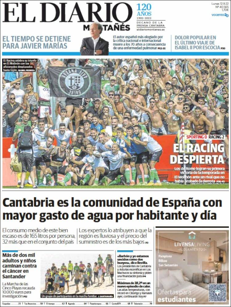 Portada de El Diario Montañés (España)