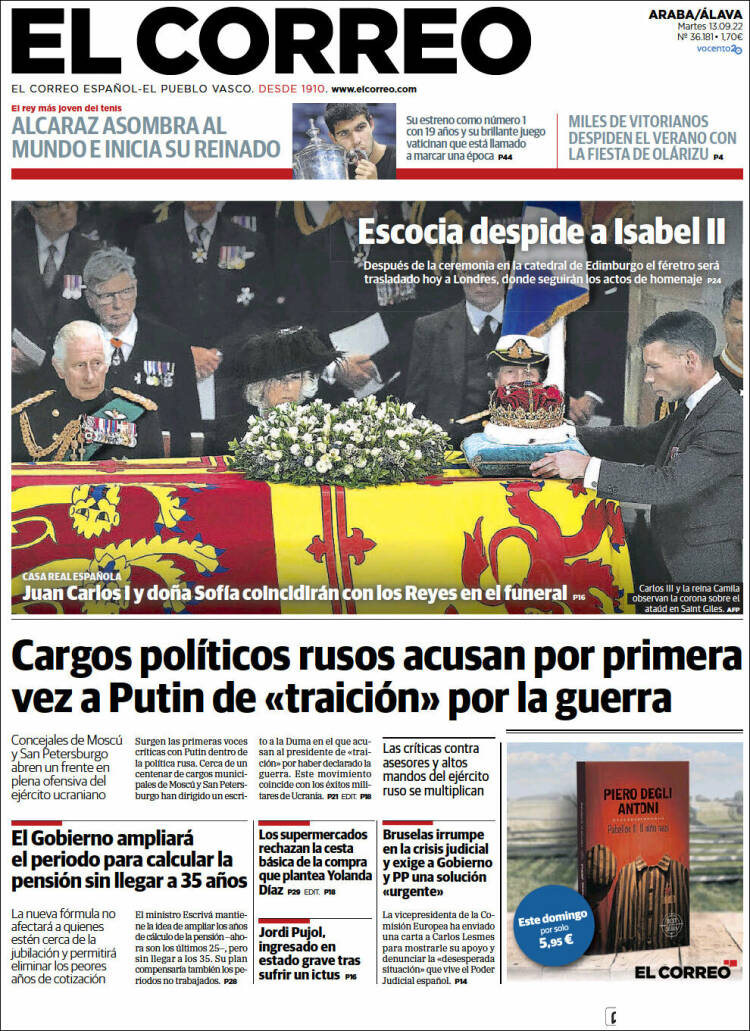 Portada de El Correo - Álava (España)