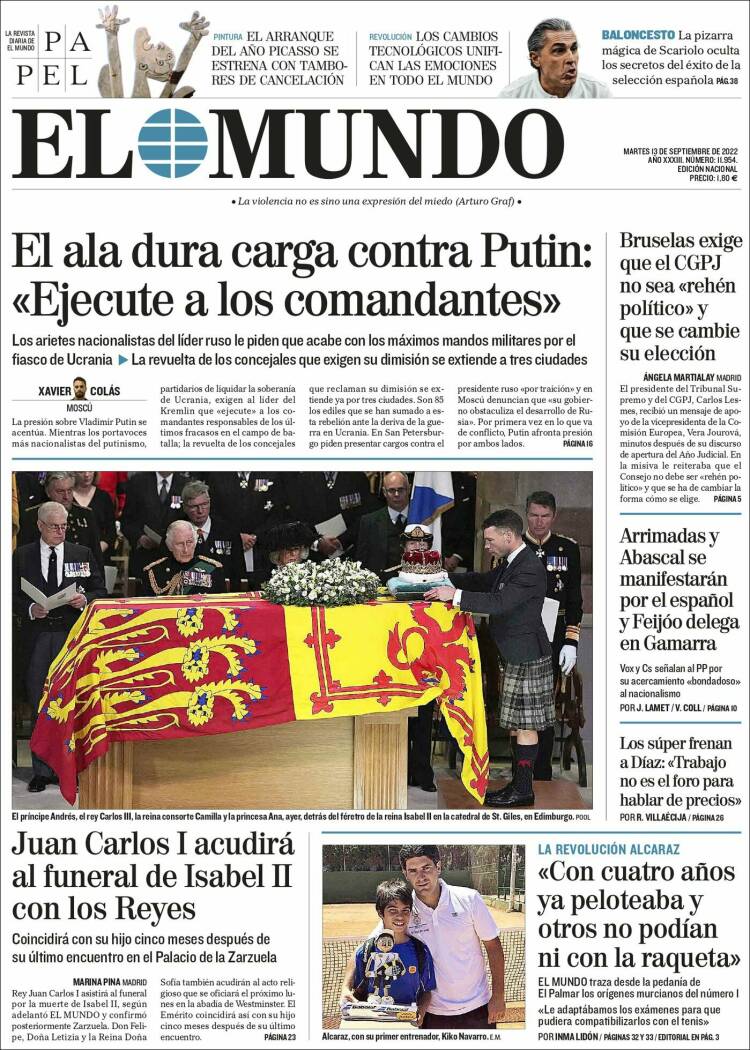 Portada de El Mundo (España)