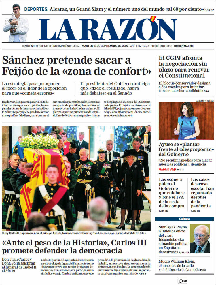 Portada de La Razón (España)