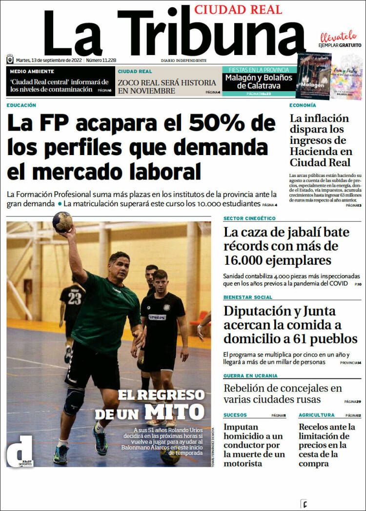 Portada de La Tribuna de Ciudad Real (España)