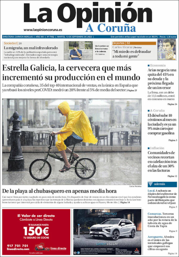 Portada de La Opinión de A Coruña (España)