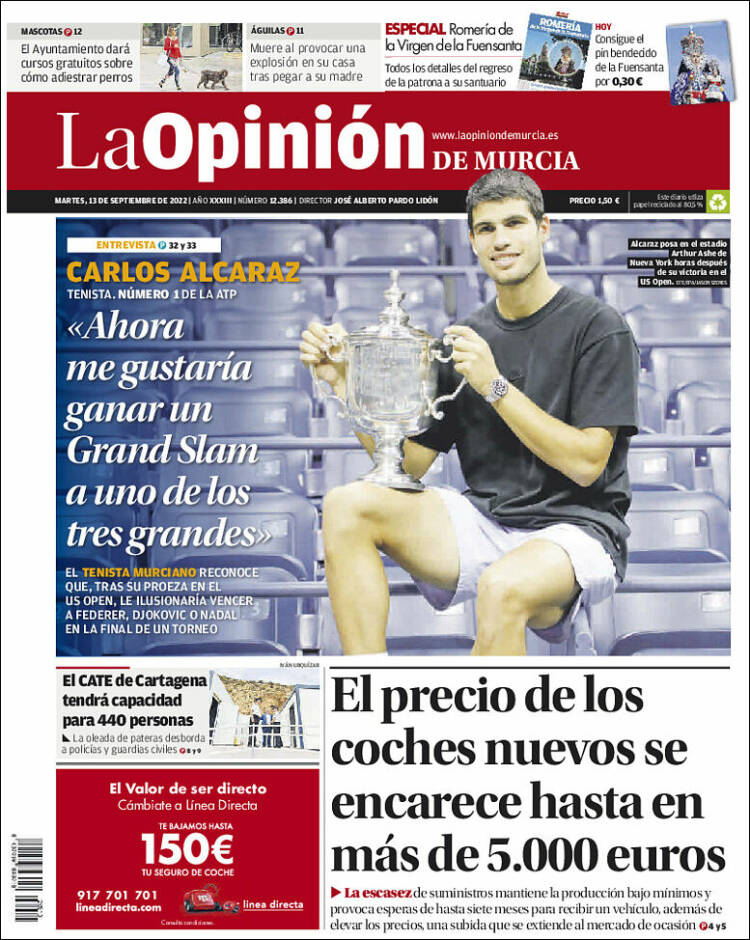 Portada de La Opinión de Murcia (España)