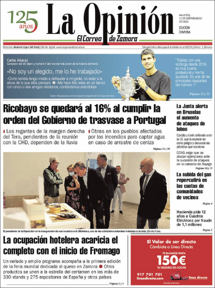 Portada de La Opinión - El Correo de Zamora (España)