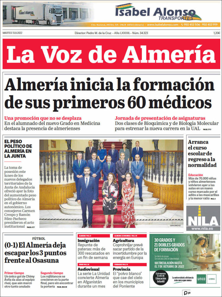 Portada de La Voz de Almería (España)