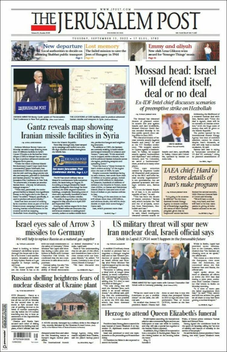 Portada de The Jerusalem Post (Isra&euml;l)