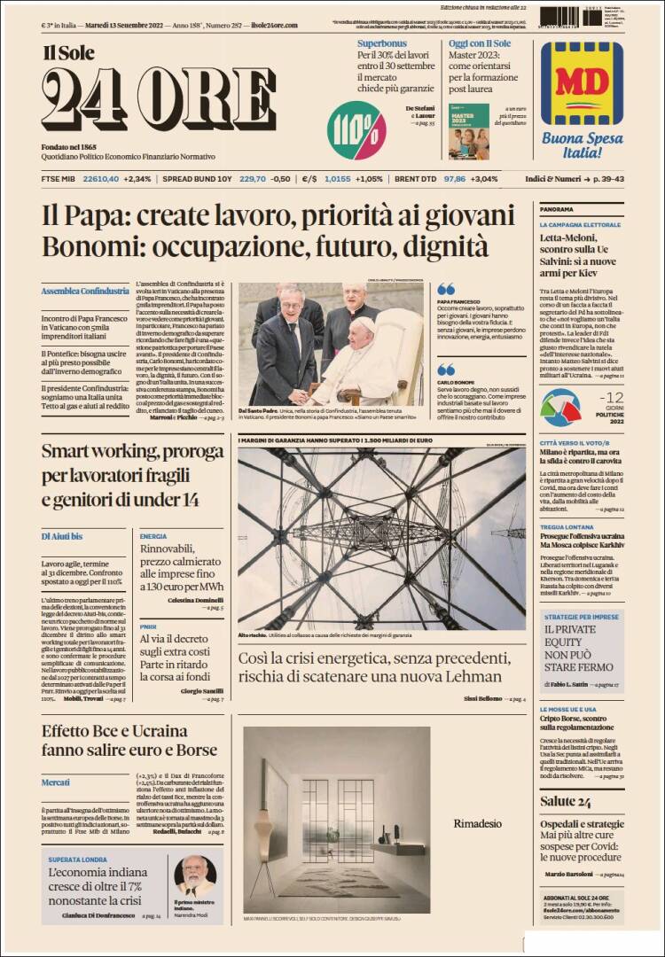 Periódico Il Sole 24 ORE (Italia). Periódicos de Italia. Edición de