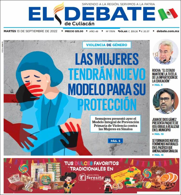 Portada de El Debate de Culiacán (México)