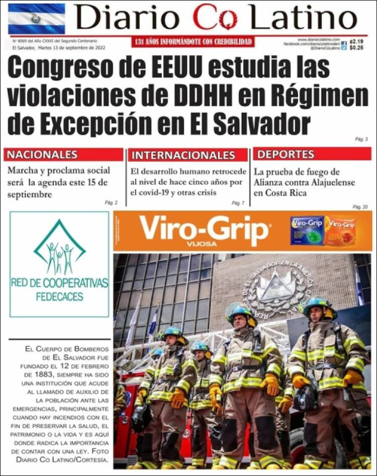 Portada de Diario Co Latino (El Salvador)