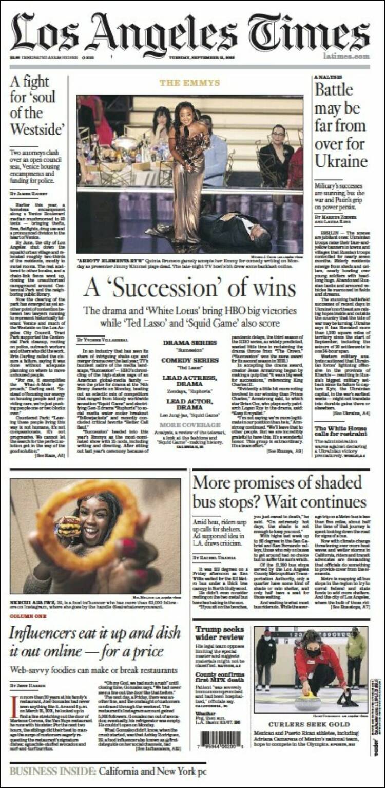 Portada de Los Angeles Times (USA)