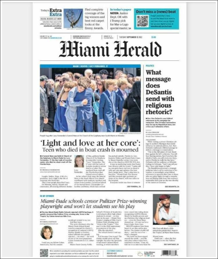 Portada de Miami Herald (USA)