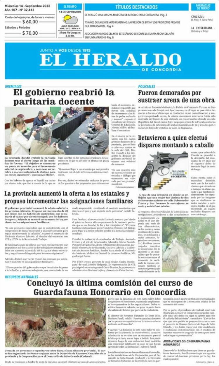 Portada de El Heraldo de Concordia (Argentina)