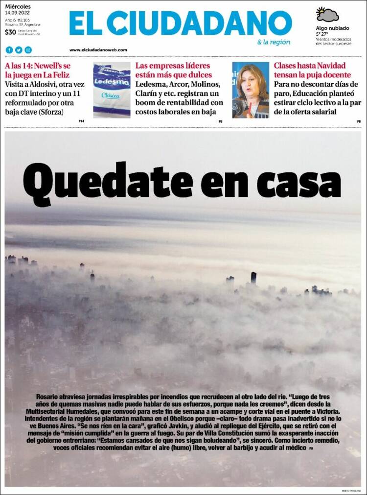 Portada de Diario El Ciudadano (Argentina)