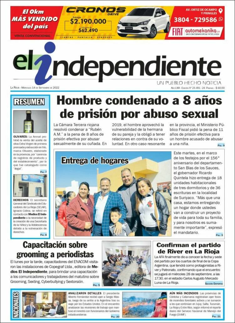 Portada de El Independiente (Argentina)