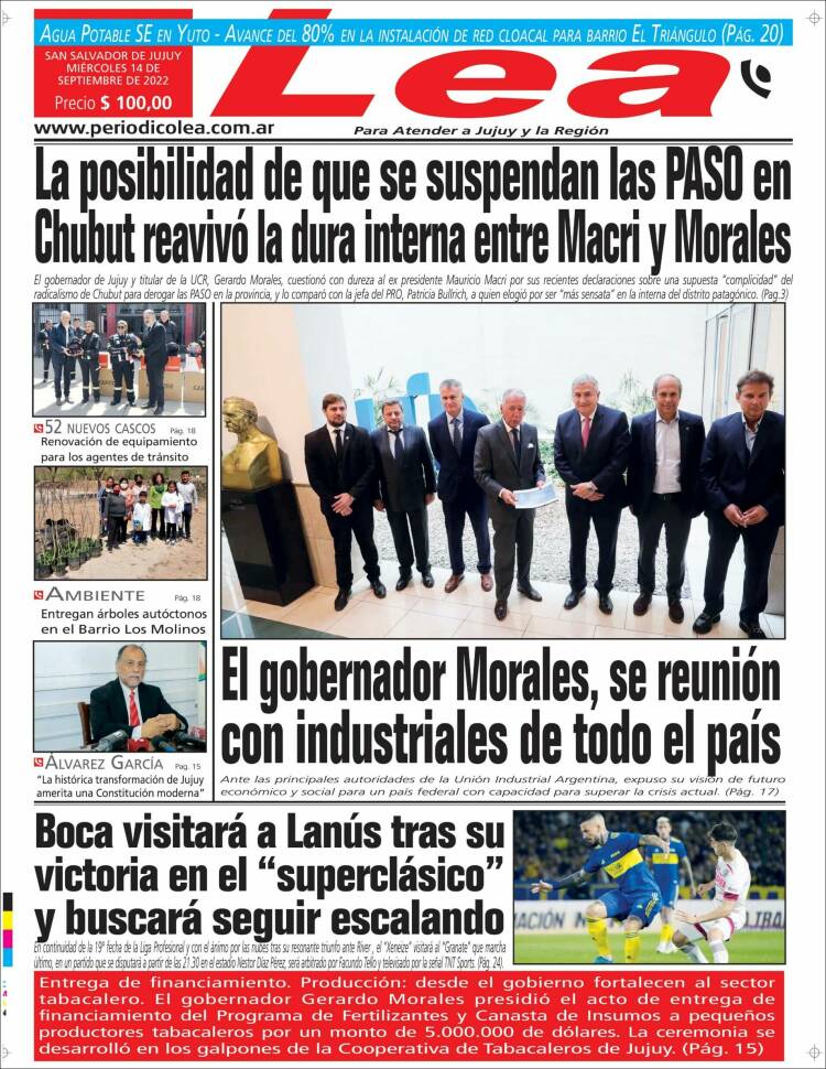 Portada de Periódico Lea (Argentina)