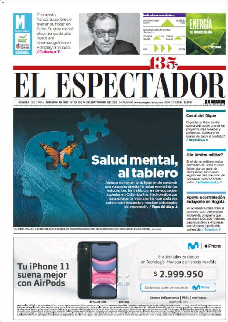 Portada de El Espectador (Colombia)