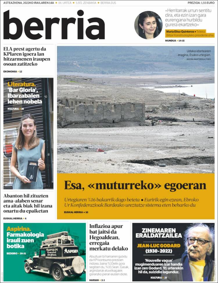 Portada de Berria (España)