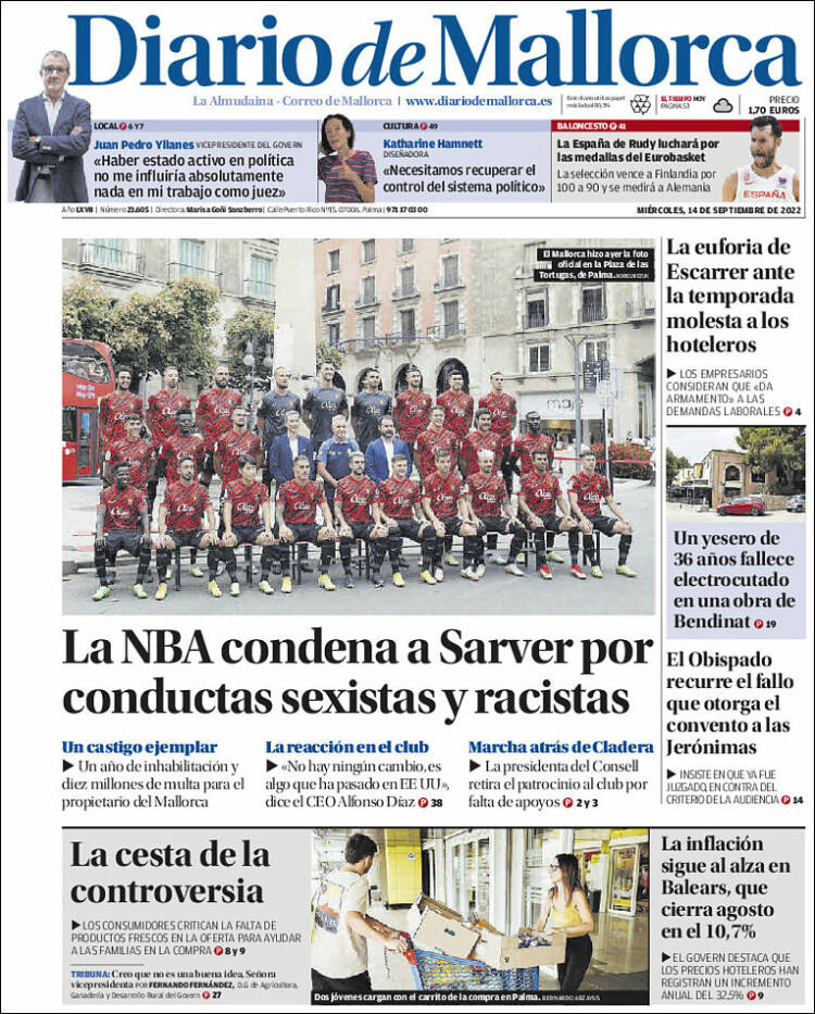 Portada de Diario de Mallorca (España)