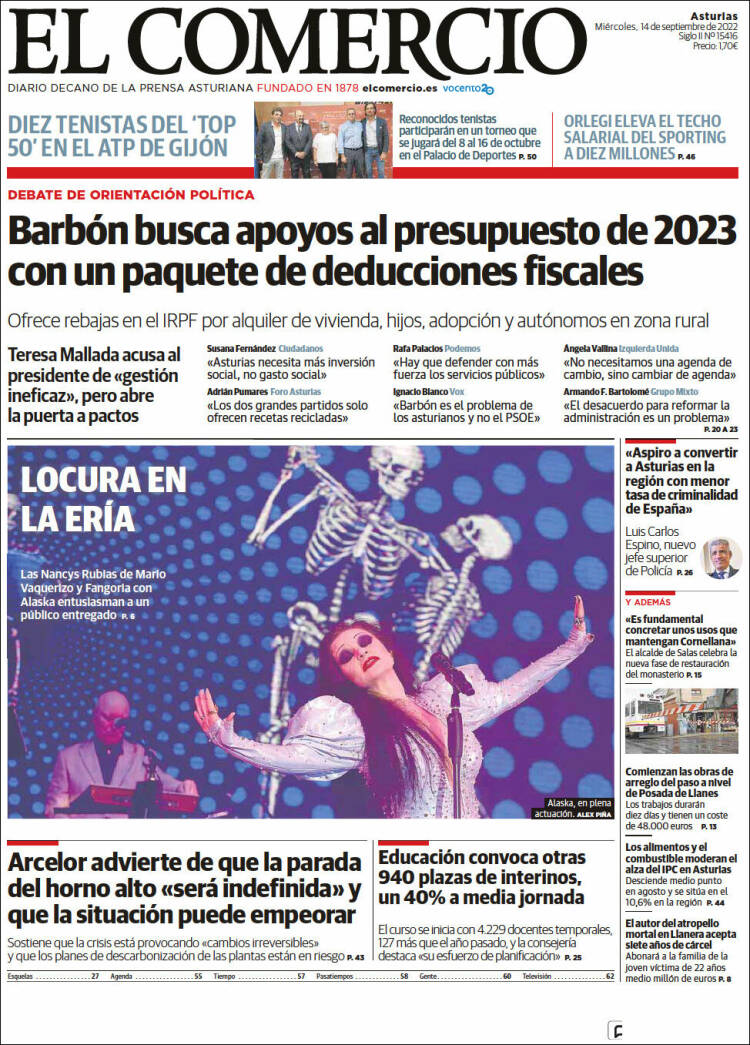 Portada de El Comercio (España)