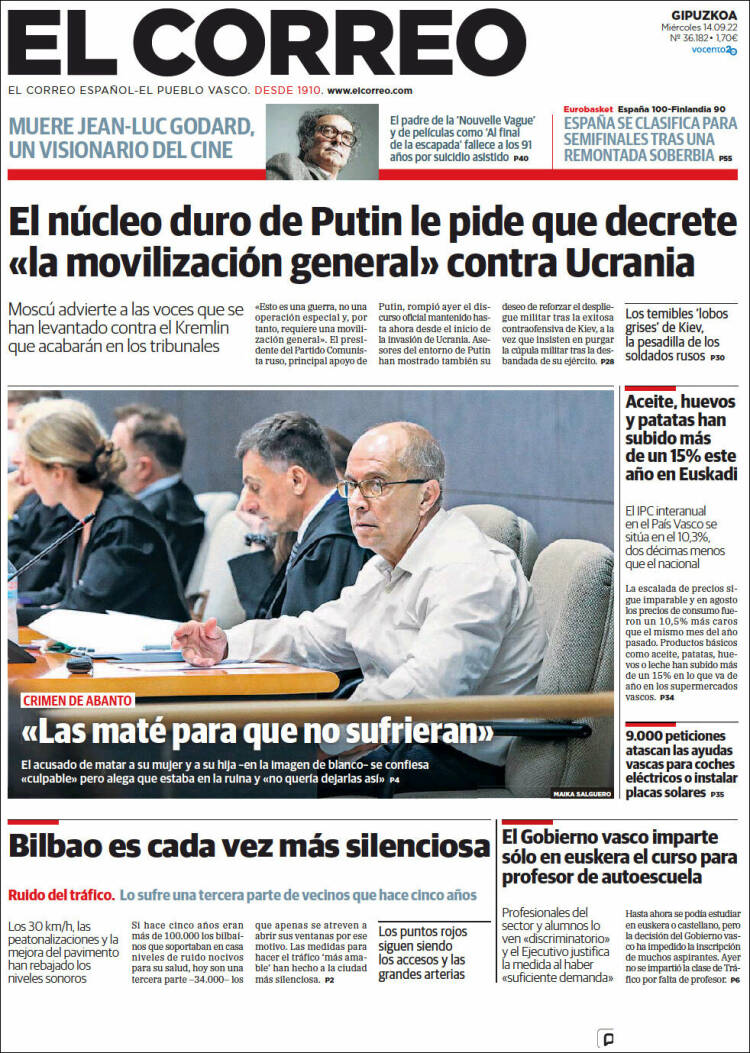 Portada de El Correo - Guipuzcoa (España)