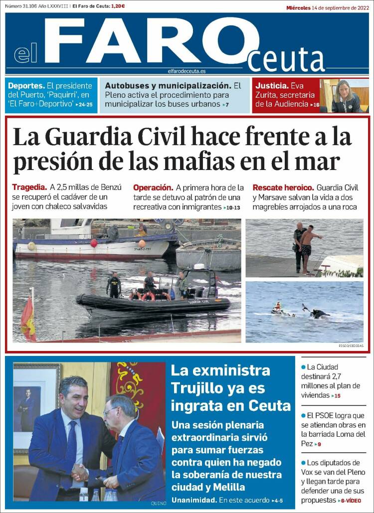 Portada de El Faro de Ceuta (España)