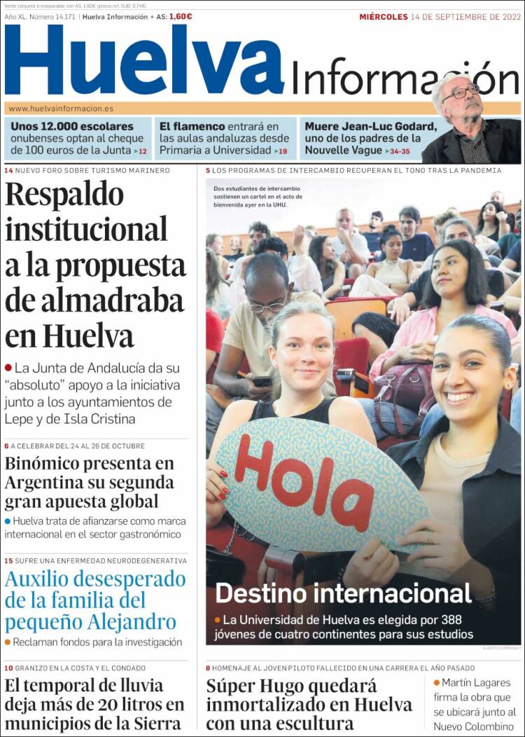 Portada de Huelva Información (España)