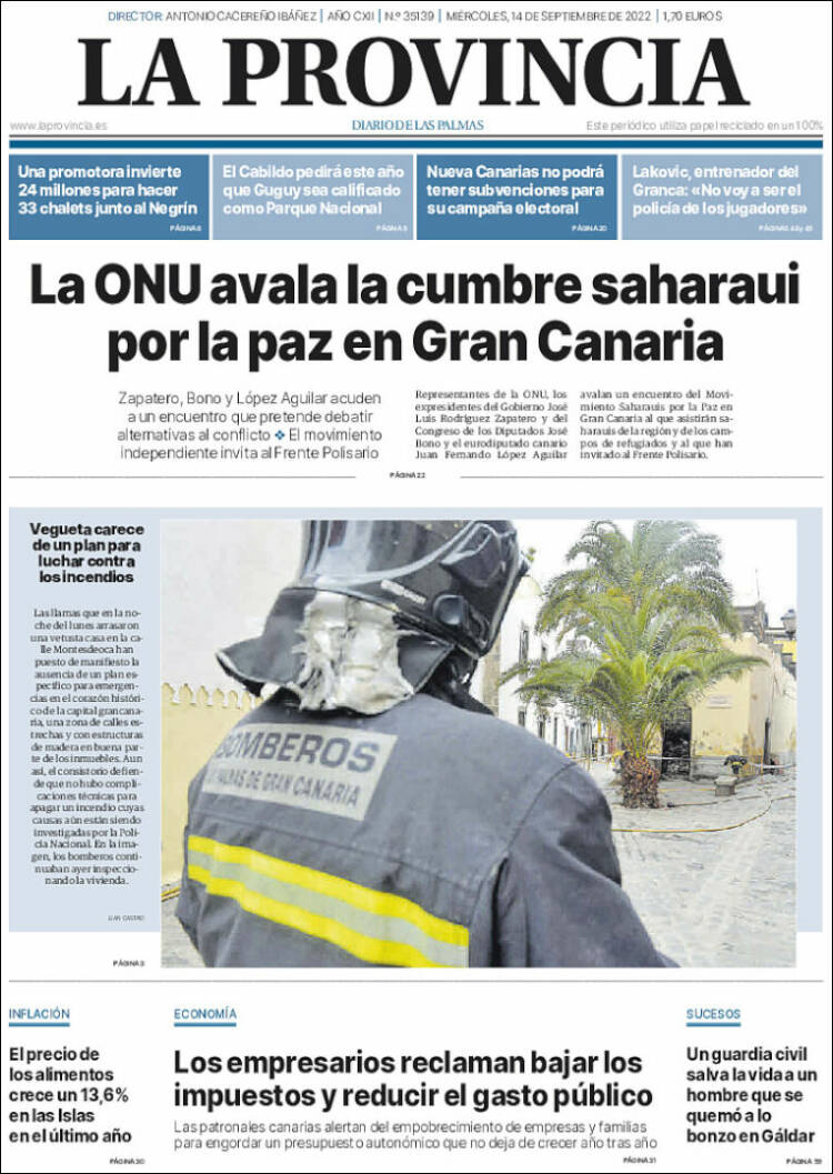 Portada de La Provincia (España)