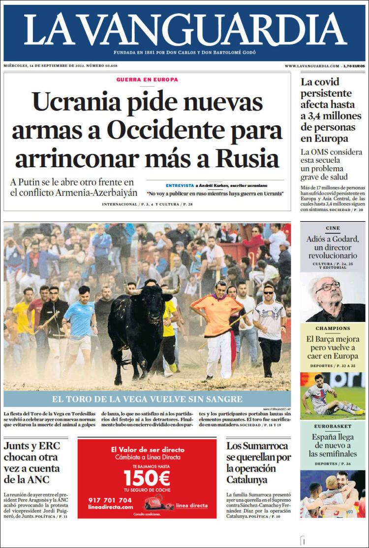 Portada de La Vanguardia (España)