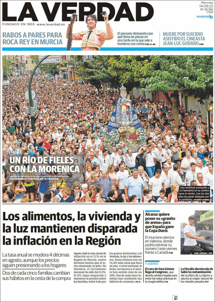 Portada de La Verdad de Murcia (España)