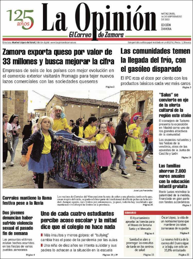 Portada de La Opinión - El Correo de Zamora (España)