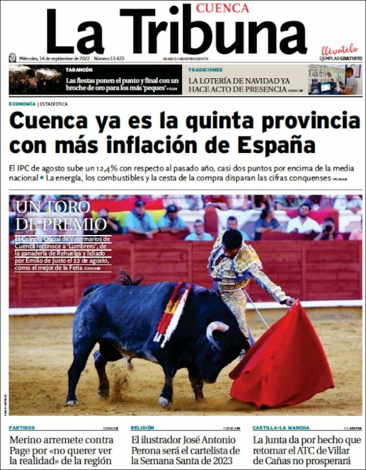 Portada de La Tribuna de Cuenca (España)