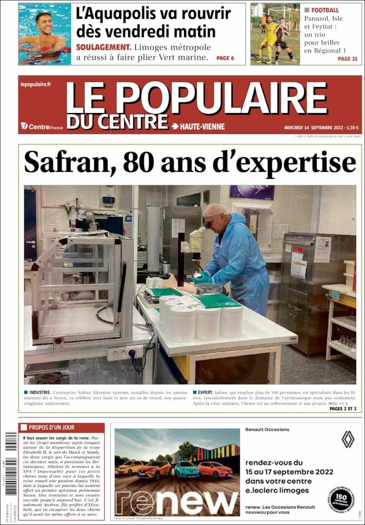 Portada de Le Populaire du Centre (Francia)