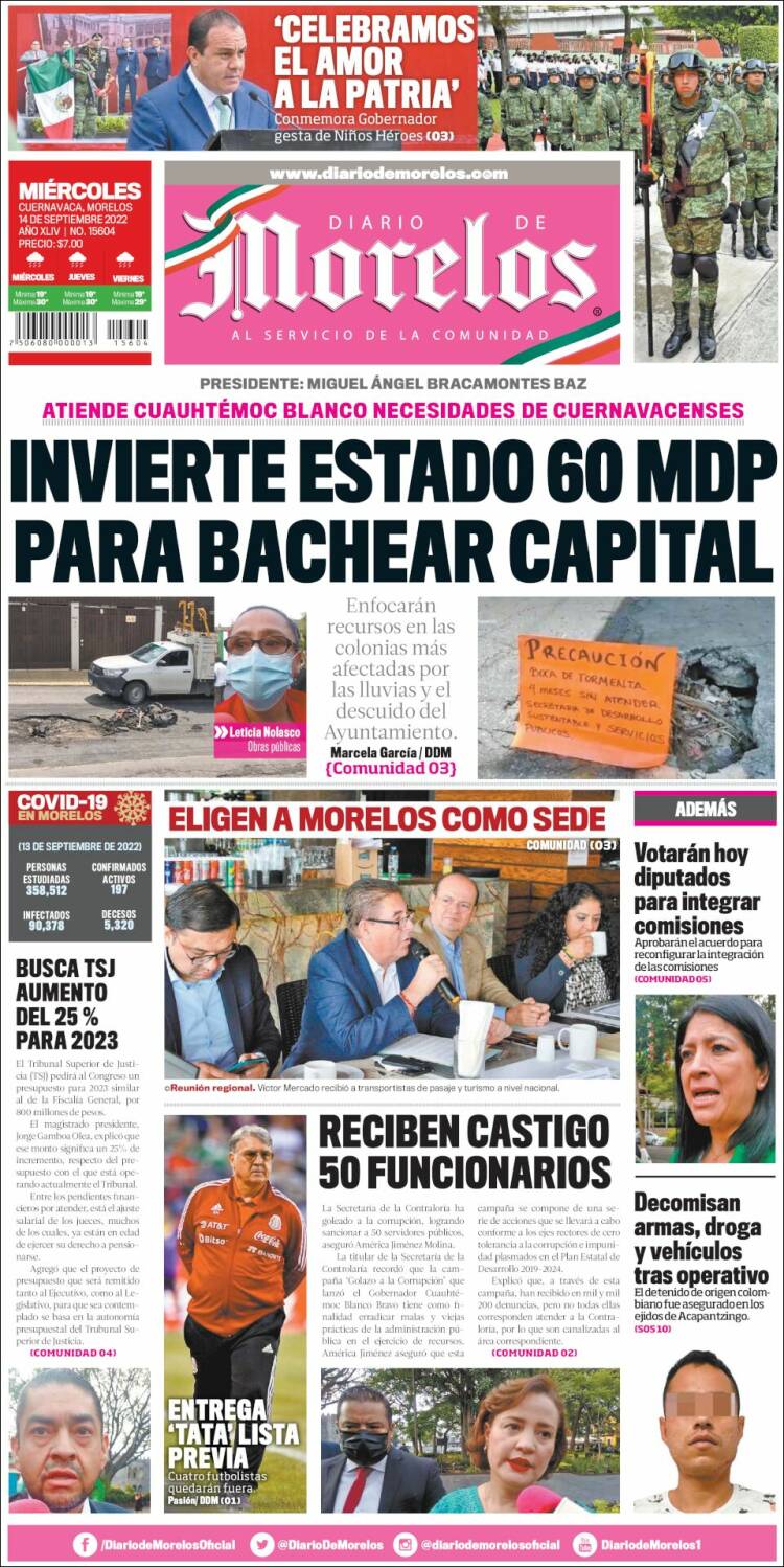 Portada de Diario de Morelos (Mexico)