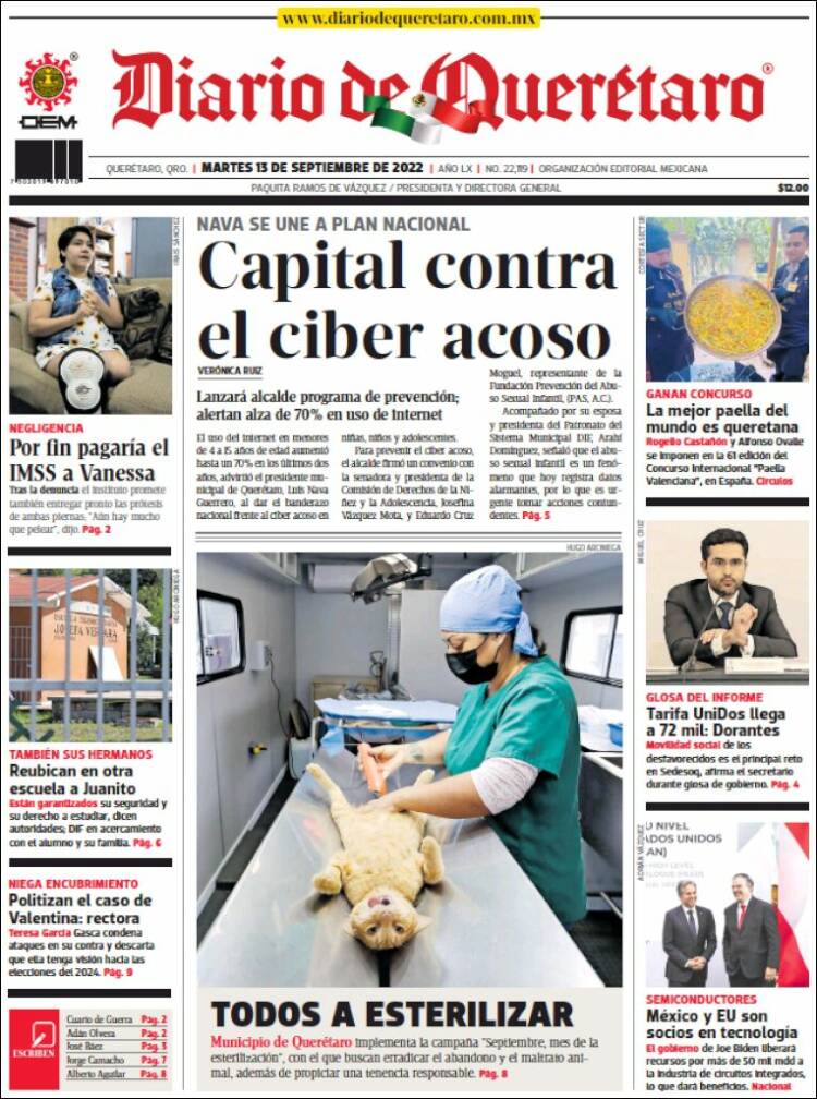 Portada de Diario de Querétaro (Mexico)