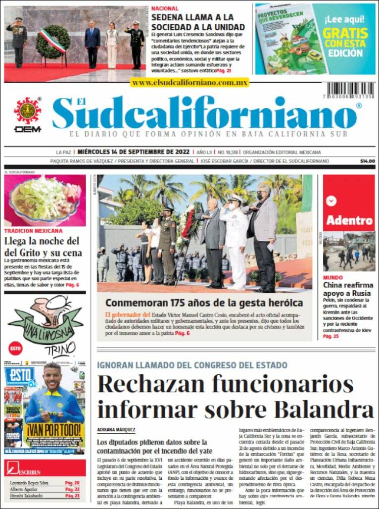 Portada de El Sudcaliforniano (México)