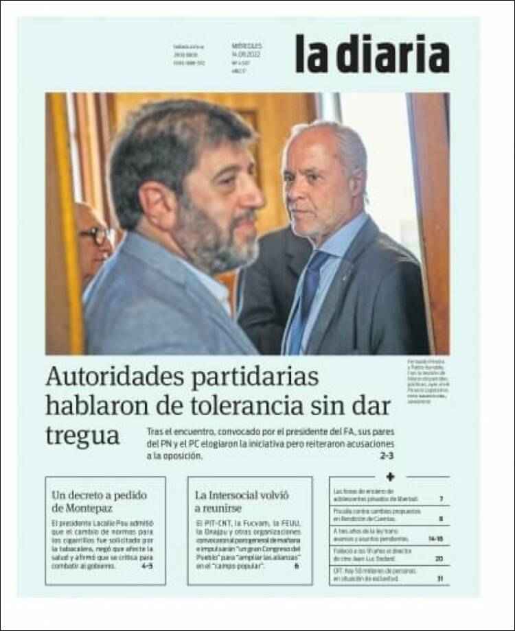 Portada de La Diaria (Uruguay)