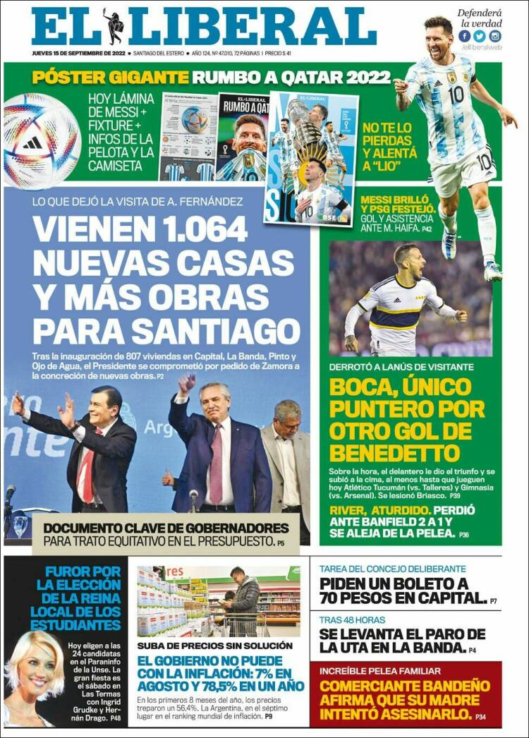Portada de Diario El Liberal (Argentina)