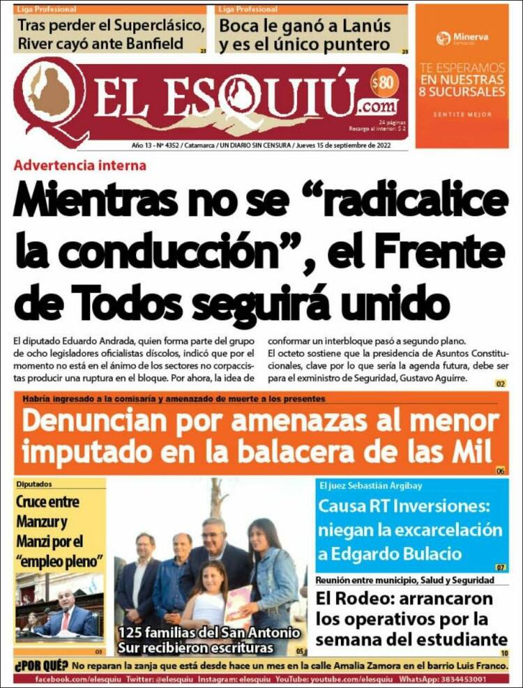 Portada de El Esquiu (Argentina)