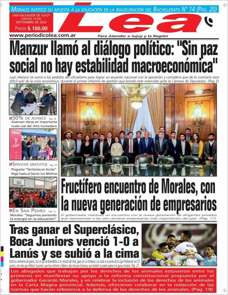 Portada de Periódico Lea (Argentina)