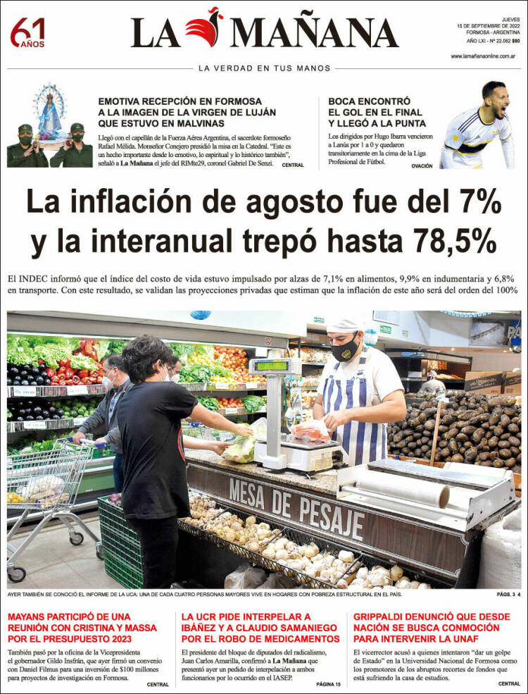 Portada de Diario La Mañana (Argentina)