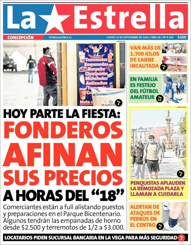 Portada de La Estrella de Concepción (Chile)