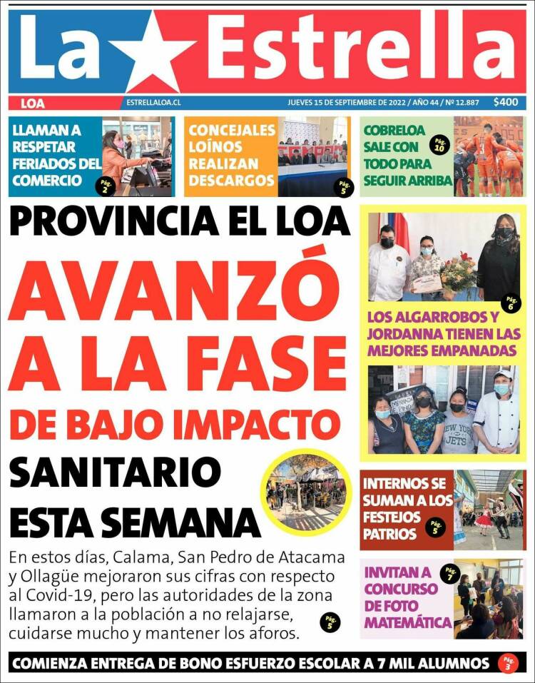 Portada de La Estrella de Loa (Chile)