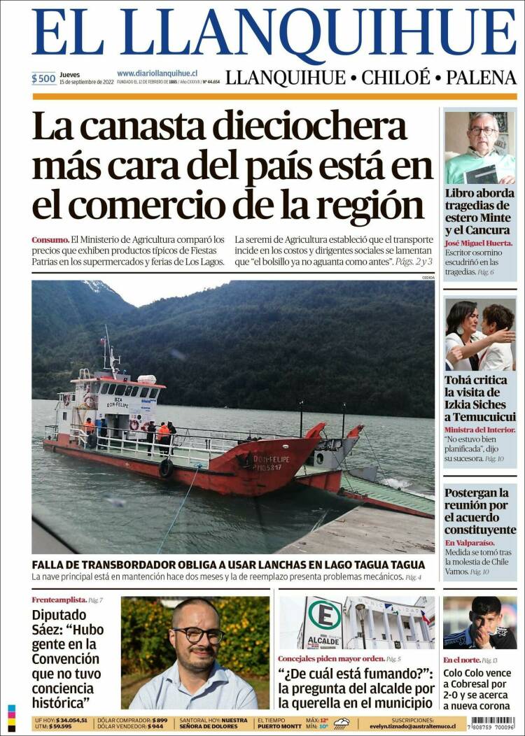 Portada de El Llanquihue (Chile)