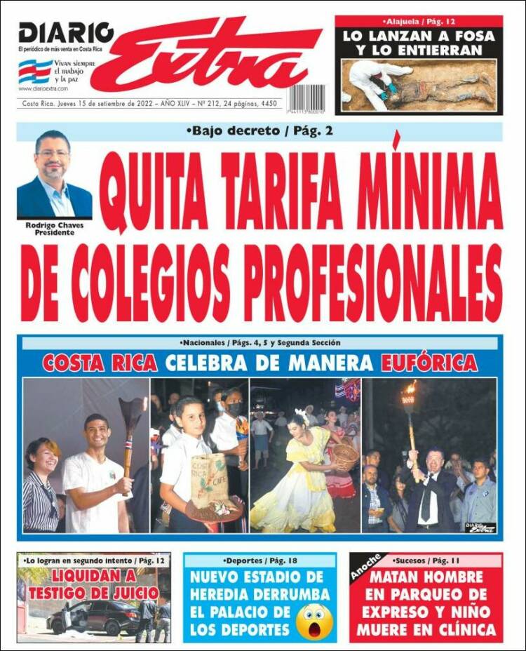 Portada de Diario Extra (Costa Rica)