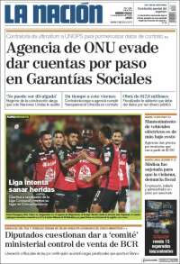 Portada de La Nación - Costa Rica (Costa Rica)